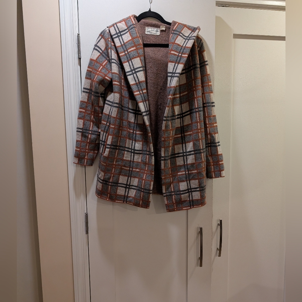 Anthropologie Field And Flower 100% Wool Hooded Cardigan,L (Fits Smaller)